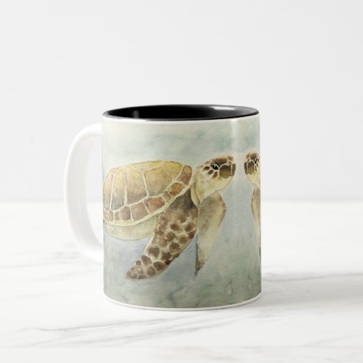 Mug Purple Aquarelle Tortues de mer (Devant gauche)