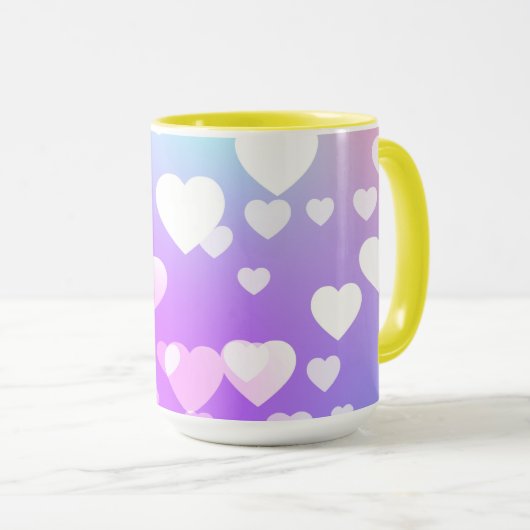 Mug Purple avec coeur blanc deux tones café et thé (Devant droit)