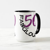 Mug Purple & Black 50 et fabuleuse typographie d'anniv (Devant droit)