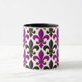 Mug Purple Black Baroque Fleur-de-lis Pattern Design (Centre)