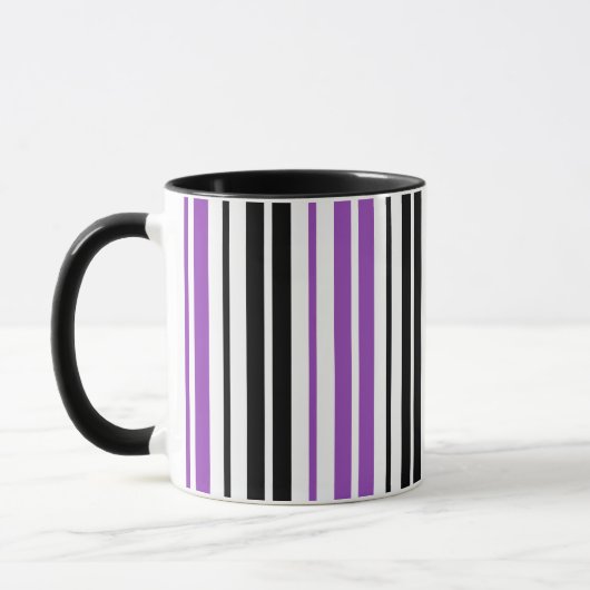 Mug Purple Black White Stripes Pattern Design  (Gauche)