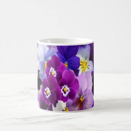 Mug Purple Bleu Blanc Pansy Fleurs Florales (Centre)