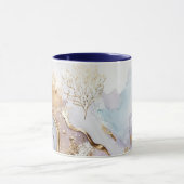 Mug Purple Blue Gold Aquarelle Laver l'encre d'alcool (Centre)