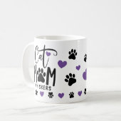 Mug Purple Chat Maman Pawprint Personnalisé Animaux de (Devant gauche)