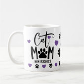 Mug Purple Chat Maman Pawprint Personnalisé Animaux de (Gauche)