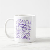 Mug Purple Coquette Bow Cheer Game Day Doodle Touchdow (Gauche)