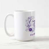 Mug Purple Floral Graduation Script with Custom Year (Gauche)