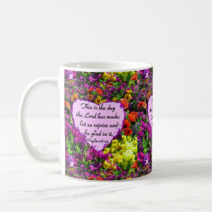 MUG PURPLE FLORAL PSALM 118:24 PHOTO DESIGN