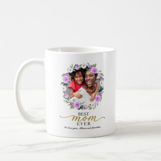 Mug Purple Floral Wreath Meilleure Maman Jour des mère (Gauche)