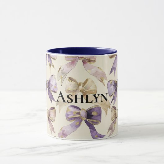 Mug Purple Gold Bows Anniversaire (Centre)