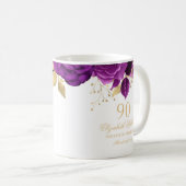 Mug Purple Gold Floral Rose 90e anniversaire (Devant droit)