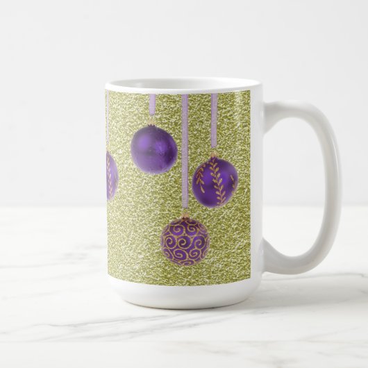 Mug Purple Gold Parties scintillant Joyeux Noël Bauble (Droite)