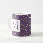 Mug Purple Gold Raindrop Moderne Monogramme tendance (Devant gauche)