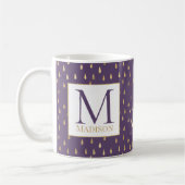 Mug Purple Gold Raindrop Moderne Monogramme tendance (Gauche)