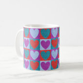 Mug Purple Green and Red Checked Heart Pattern (Devant gauche)