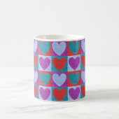 Mug Purple Green and Red Checked Heart Pattern (Centre)