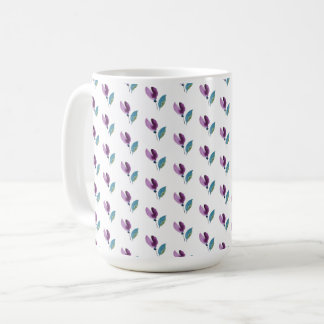 Mug Purple Green Floral Watercolor Hand-painted