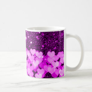 Mug Purple Hearts Faux Parties scintillant