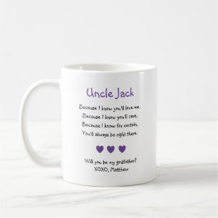 Mug Purple Hearts Tu Seras Mon Parrain Poème Photo