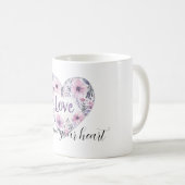 Mug Purple Lavender Pink Floral Heart Love (Devant droit)