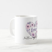 Mug Purple Lavender Pink Floral Heart Love (Devant gauche)