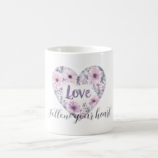 Mug Purple Lavender Pink Floral Heart Love (Centre)
