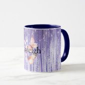 Mug Purple Lavender Tinsel Stripes Peach Butterflies (Devant droit)