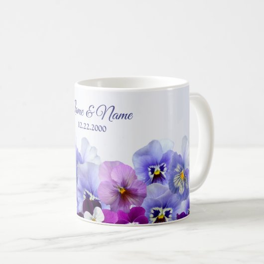 Mug Purple Lilac Pansy Floral Rustic Wedding Party (Devant droit)