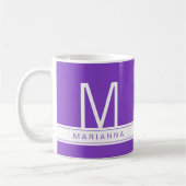 Mug Purple Moderne Monogramme Nom Simple Initiale (Gauche)