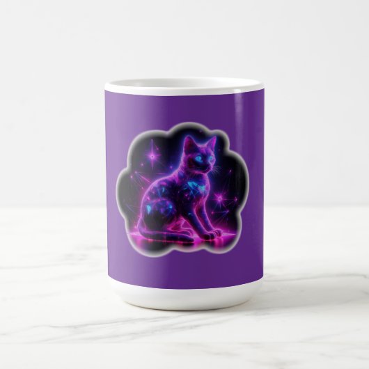 Mug Purple Neon Siamese Cat With Blue Eyes & Starburst (Centre)