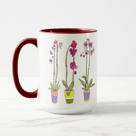 Mug Purple Orchids Whimsical Garden Botanical (Gauche)