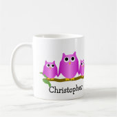 Mug Purple Owls Design Personalised (Gauche)