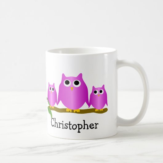 Mug Purple Owls Design Personalised (Droite)