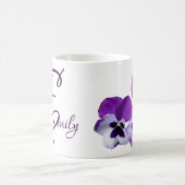Mug Purple pansy floral Emily nom personnalisable boho (Centre)