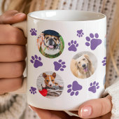 Mug Purple Pawprint 8 Animal Chien Photo Collage