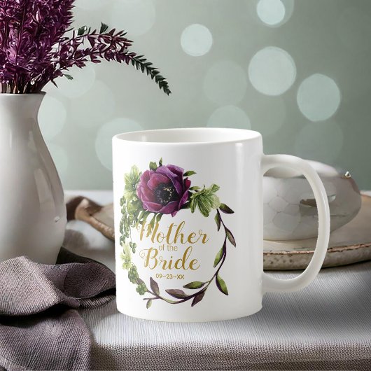 Mug Purple Peony Wreath Mère de la mariée ID456