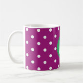 Mug Purple Polka Dot Pattern Green Monogram (Gauche)