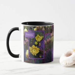 Mug Purple Prickly Pear Opuntia Cactus Fleurs Jaunes