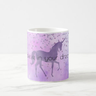 Mug Purple Stars Confetti Aquarelle Unicorne