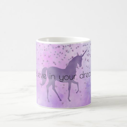 Mug Purple Stars Confetti Aquarelle Unicorne (Centre)