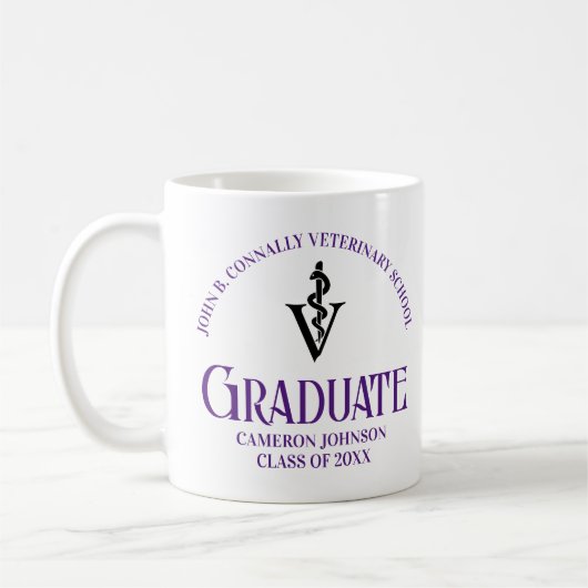 Mug Purple Vétérinaire Graduation sur mesure (Gauche)