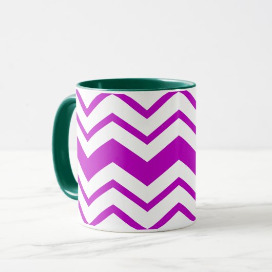 Mug Purple White Chevron Zigzag Pattern Design  (Devant gauche)