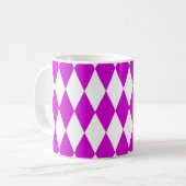 Mug Purple White Harlequin Diamonds Checkers Design  (Devant gauche)