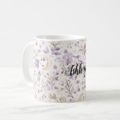 Mug Purple White Moons & Stars Floral (Devant gauche)