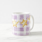 Mug Purple White Stripes Gold Stars Baby Shower (Devant droit)
