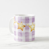 Mug Purple White Stripes Gold Stars Baby Shower (Devant gauche)