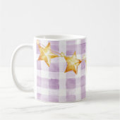 Mug Purple White Stripes Gold Stars Baby Shower (Gauche)