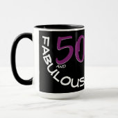 Mug Purple & White Typografy 50 et Fabulous Birthday (Gauche)