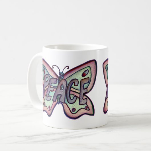 Mug Purple Word Art Purple Papillon Ailes Coffee Cup (Devant gauche)