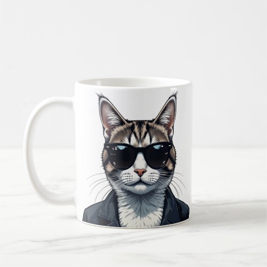 Mug Purr-parfaitement Cool : Chat avec des nuances (Gauche)